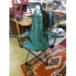 Two folding canvas camping chairs