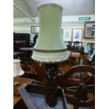 A Chinese bamboo carved and shell design table lamp