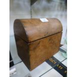 A 19th century burr walnut dome topped stationary box