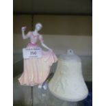 A small Coalport figure of a lady together with a Lladro Bell