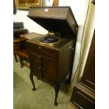 An early 20th century HMV gramophone cabinet with gramophone