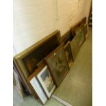 A large selection of framed prints of interior scenes, people, landscapes etc.