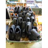 Two trays of steel toe cap work shoes