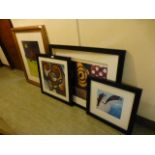 Four framed and glazed prints on an abstract theme