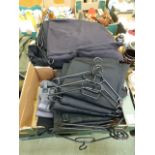 Two trays of work trousers etc.