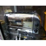 A used Dualit six slice stainless steel toaster