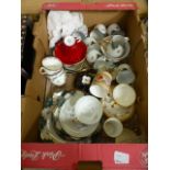 A tray containing decorative cups and saucers etc.