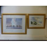 Two framed and glazed modern water colours of coastal scenes signed T Moore