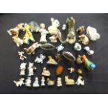 A box of assorted small ceramic animals