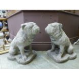 A pair of composite stone models of bull dogs