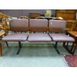 A combination set of three early 20th century bench seats