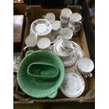 A tray containing a Paragon part tea set, Sylvac bowls etc.