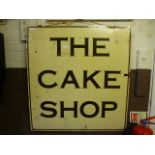 A double sided 20th century shop sign 'The Cake Shop'