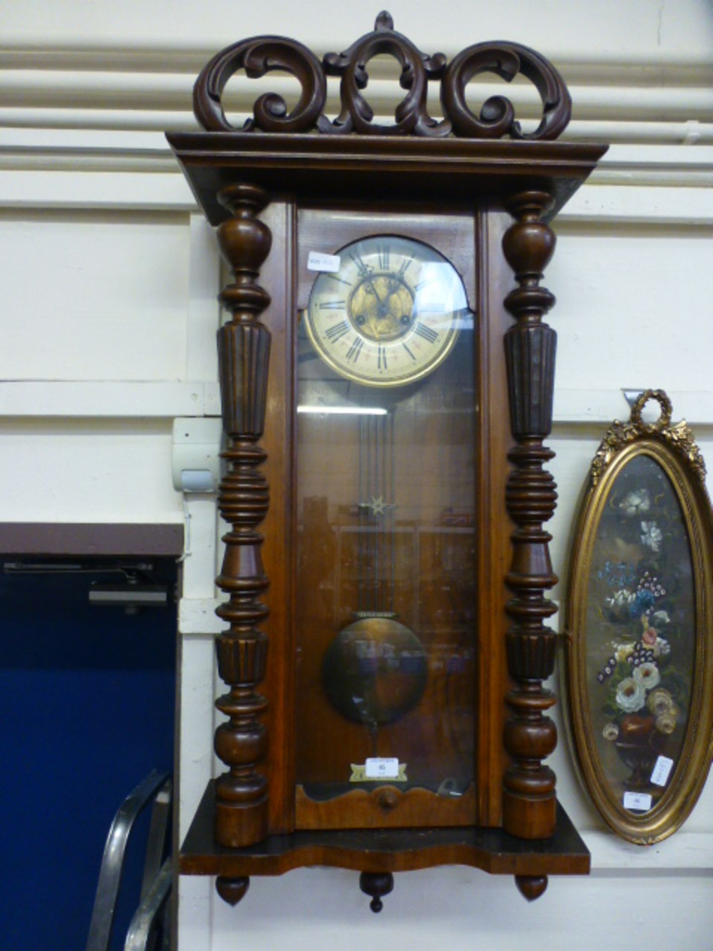 A late Victorian walnut Vienna wall clock