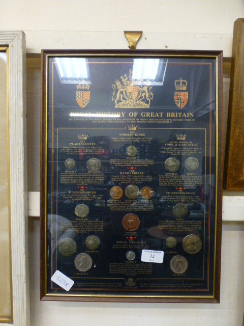 A framed and glazed collection of 'The Royal History of Great Britain Coinage'