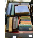 A tray of hardback books to include Dickens