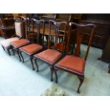 A set of four Queen Anne style dining chairs with drop-in seats