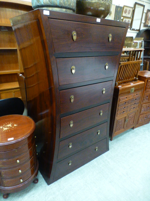 A padouck waist sided chest of six drawers