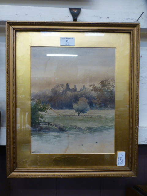 A gilt framed and glazed water colour of Haddon Hall signed bottom left