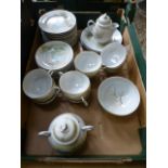 A tray containing a Japanese part tea service to include cups, saucers, bowls, plates etc.