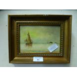A gilt framed possible watercolour of sailing boat signed Fredee Ball 1977