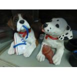 Two ceramic models of puppies