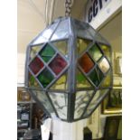 A leaded glass ceiling hanging lantern