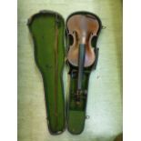A late 19th century violin having maker's label to interior,