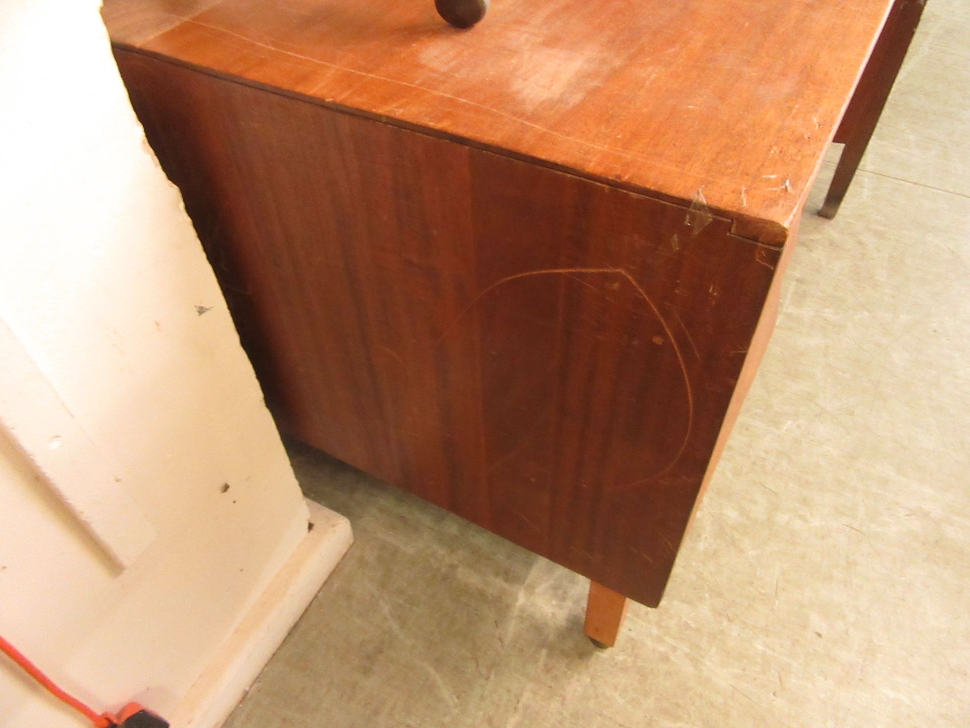 A mid-20th century teak desk with three drawers and hidden cupboard by Remploy CONDITION - Image 3 of 3