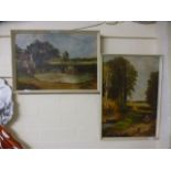 Two framed oil on boards of countryside scenes signed Collington