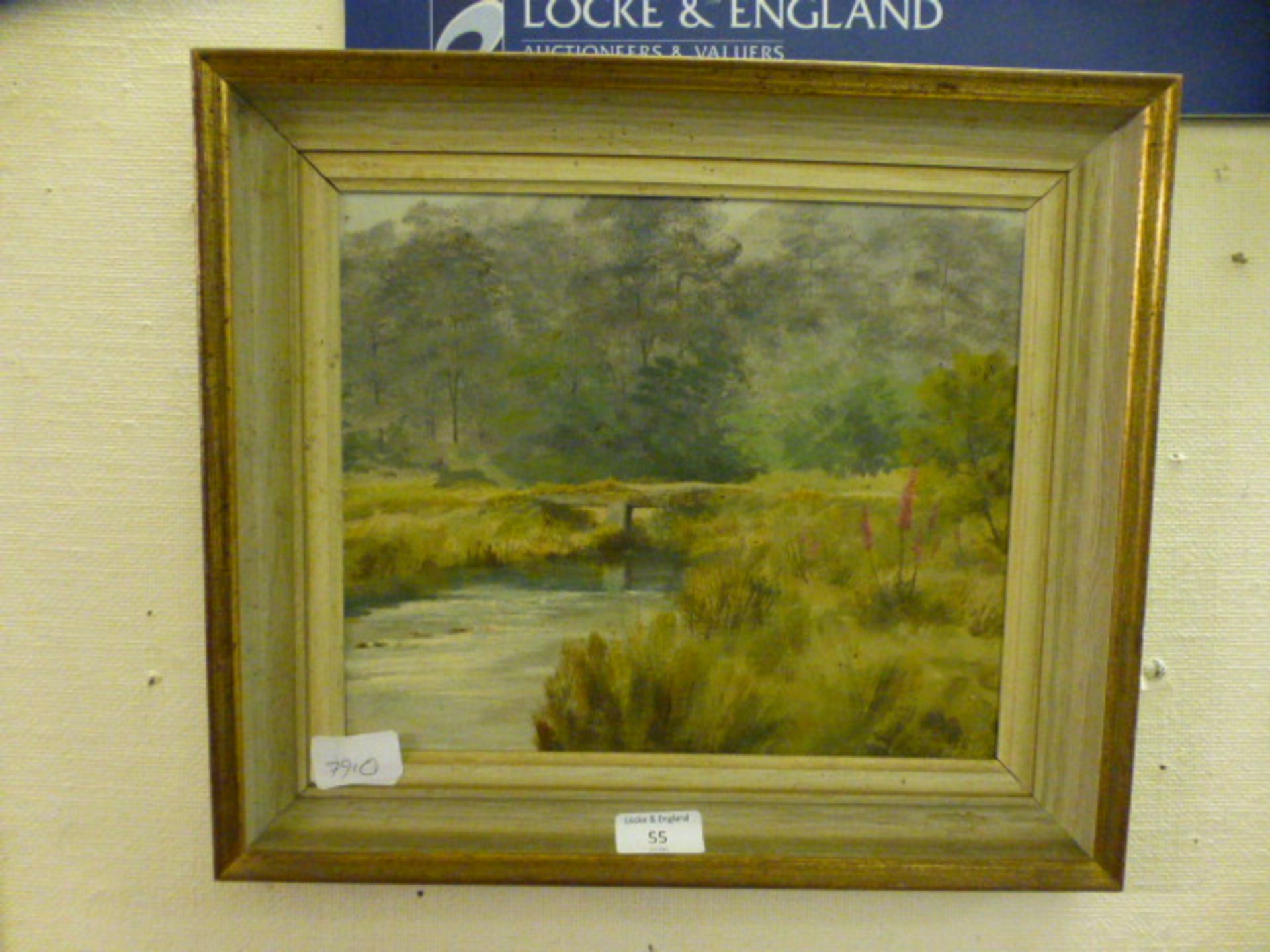 A framed oil on board of river in countryside by Don Phillips