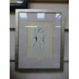 A framed and glazed print of nude after Rodin