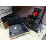 A turntable along with gaming speakers