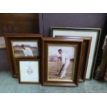 A selection of framed and glazed prints of cricketers