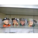 Four Royal Doulton character jugs toinclude Chelsea Pensioner, Town Crier etc.