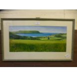 A frame and glazed watercolour of golf course signed Valerie K Wright