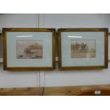 A apir of gilt framed and glazed watercolours,