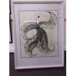 A framed and glazed abstract print signed bottom right