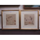 A pair of framed and glazed watercolour and gouaches of polo player