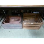 Three wooden packing cases