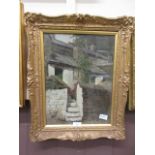 A framed and glazed oil 'Fisherman's Cottage at Leysham' signed bottom left