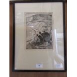 A framed and glazed monochrome etching of Dorset signed bottom right