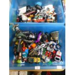 Two boxes of children's toys to include Lego, toy cars etc.