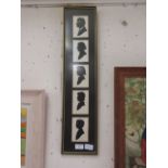 A framed and glazed set of silhouettes dated 1974