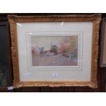 A framed and glazed watercolour of historical Kenilworth main street signed McKay