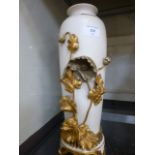 A late 19th century Royal Worcester vase having applied floral decoration A/F CONDITION