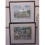 A pair of framed and glazed prints of Barbados by Jill Walker