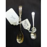 Two silver salt spoons,