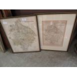 Two framed and glazed colour maps of Warwickshire,