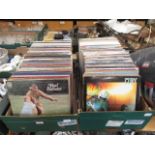 Two trays containing an assortment of vinyl LPs by various artists to include Duran Duran, Visage,